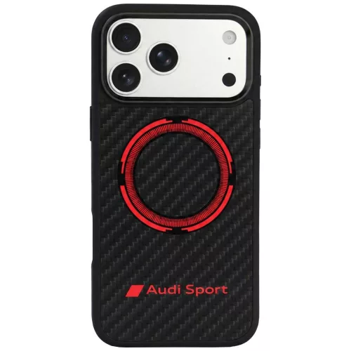 Audi Rsq Carbon Fiber Sport Red Circle MagSafe iPhone 18 Pro Max / 17 Pro (AUS-TPUPCMIP18PM-RSQ/D5-BK) tok, fekete