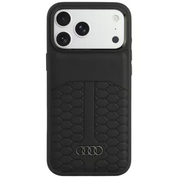   Audi Leather MagSafe iPhone 18 Pro Max / 17 Pro Max (AU-TPUPCMIP18PM-A3/D2-BK) tok, fekete