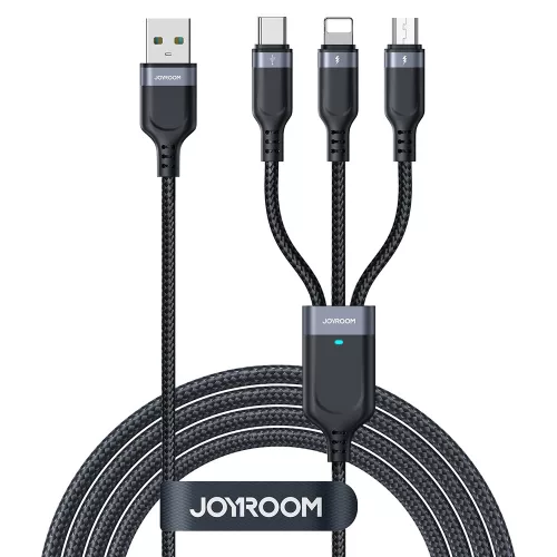 Joyroom Multi-Use Series S-A18 3in1 USB-A/Lightning/USB-C/micro USB 0,3m, kábel, fekete