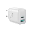 Joyroom JR-TCF21 hálózati töltő USB-C / USB-A 20W PD / QC 3.0, fehér