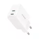 Joyroom JR-TCF12 hálózati töltő 2x USB-C 20W PD / QC 3.0, fehér