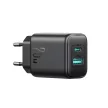 Joyroom JR-TCF13 hálózati töltő USB-C / USB-A 25W SFC / PPS / PD, fekete