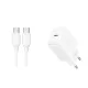 Joyroom JR-TCF20 USB-C PD 20W hálózati töltő, fehér + USB-C / USB-C kábel 1m
