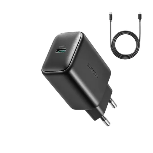 Joyroom JR-TCF23 hálózati töltő USB-C 25W SFC / PPS / PD, fekete + USB-C / USB-C kábel 1m