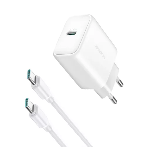 Joyroom JR-TCF24 USB-C PD 30W QC SFC hálózati töltő, fehér + 1m USB-C kábel