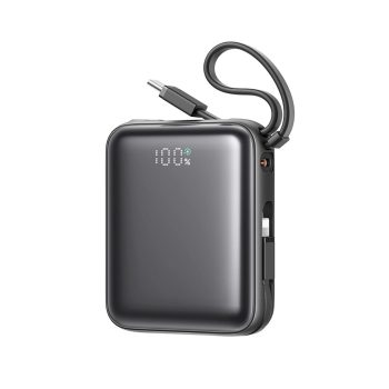   Joyroom JR-PBF27 10000mAh 22.5W Power Bank beépített USB-C és lightning kábelekkel, fekete