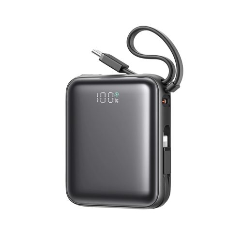 Joyroom JR-PBF27 10000mAh 22.5W Power Bank beépített USB-C és lightning kábelekkel, fekete