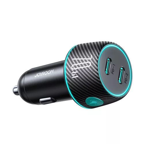 Joyroom 2x USB C 70W autós töltő LED világítással JR-CCN02, fekete