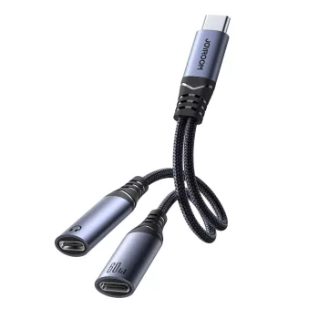   Joyroom SY-C03 USB-C - 2x USB-C 2Az 1-ben DAC, adapter, fekete