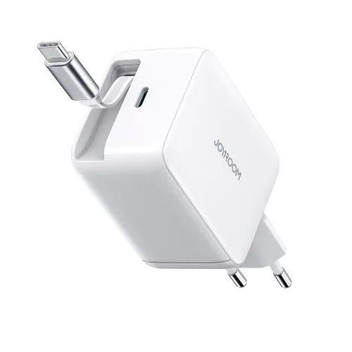 Joyroom JR-TCL06 67W GaN hálózati töltő with Built-in kihúzható USB-C kábel, fehér