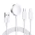 Joyroom S-IW008 3-in-1 kábel magnetic hálózati töltő USB-A - Lightning/USB-C 1.2m, fehér