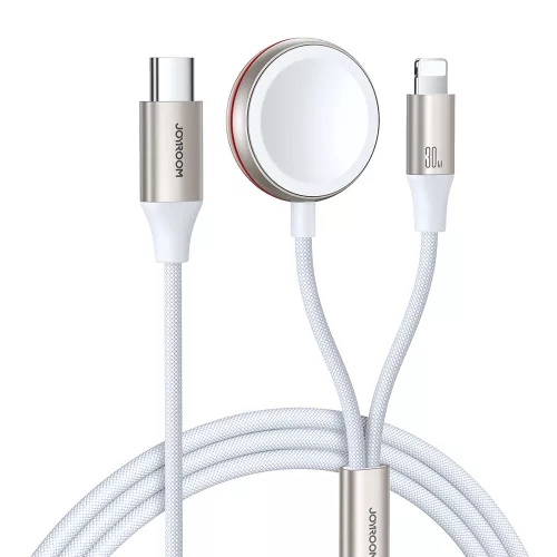 Joyroom 2 in 1 Lightning cable and vezeték nélküli töltő Apple Watch 1.5m, fehér (S-IW012)