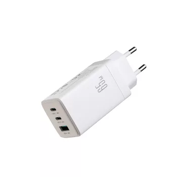   Joyroom JR-TG10 65W GaN 2x USB-C + USB-A wall charger 100W, USB-C USB-C 1.2m cable, hálózati töltő, fehér