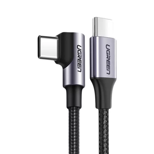 Ugreen US255 50125 USB-C (egyenes)/USB-C (szögletes) PD QC kábel 60W 3A 2m, szürke
