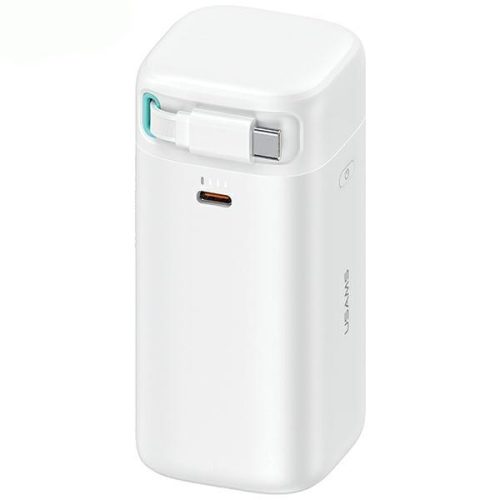 USAMS Powerbank visszahúzható USB-C kábellel 18000 mAh PD45W Fast Charge XMF sorozat, fehér