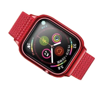   USAMS tok és csereszíj Apple Watch 4/5/6/7/SE 44/45mm,  piros