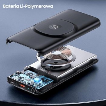   USAMS Powerbank PB62 10000mAh 20W QC3.0+PD mágneses vezeték nélküli gyorstöltés, kék