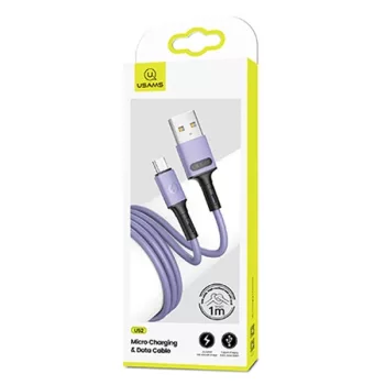 USAMS U52microUSB 2A Fast Charge, 1m, kábel, lila