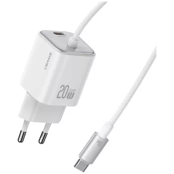   USAMS hálózati töltő JC Series CC261 20W GaN Mini hálózati gyorstöltő 2xUSB-C, fehér