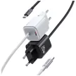 USAMS hálózati töltő JC Series CC261 20W GaN Mini hálózati gyorstöltő 2xUSB-C, fehér