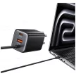 USAMS hálózati töltő JC Series CC266 65W GaN hálózati gyorstöltő 2xUSB-C 1xUSB-A, fehér
