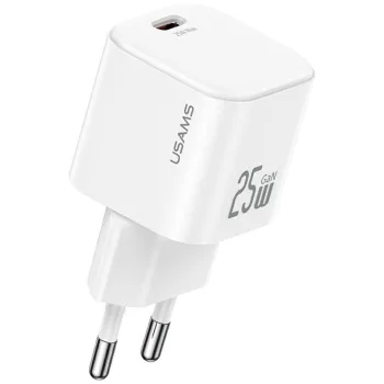   USAMS hálózati töltő JC Series CC289 25W GaN Mini hálózati gyorstöltő USB-C, fehér