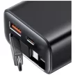 USAMS hálózati töltő Xiang Series CC296 30W 1xUSB-C 1xUSB-A + USB-C kábel, fekete