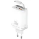 USAMS hálózati töltő Xiang Series CC296 30W 1xUSB-C 1xUSB-A + USB-C kábel, fehér