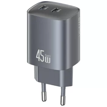 USAMS hálózati töltő CC305 T66 45W GaN 2xUSB-C , szürke