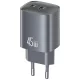 USAMS hálózati töltő CC305 T66 45W GaN 2xUSB-C , szürke