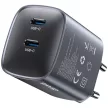 USAMS hálózati töltő CC305 T66 45W GaN 2xUSB-C , szürke