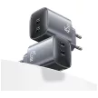 USAMS hálózati töltő CC305 T66 45W GaN 2xUSB-C , szürke