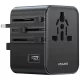 USAMS utazó hálózati töltő CC308 2xUSB-C 17W 4in1 US/AU/EU/UK, fekete