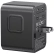 USAMS utazó hálózati töltő CC308 2xUSB-C 17W 4in1 US/AU/EU/UK, fekete