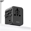 USAMS utazó hálózati töltő CC308 2xUSB-C 17W 4in1 US/AU/EU/UK, fekete