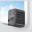 USAMS utazó hálózati töltő CC308 2xUSB-C 17W 4in1 US/AU/EU/UK, fekete