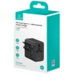 USAMS utazó hálózati töltő CC308 2xUSB-C 17W 4in1 US/AU/EU/UK, fekete