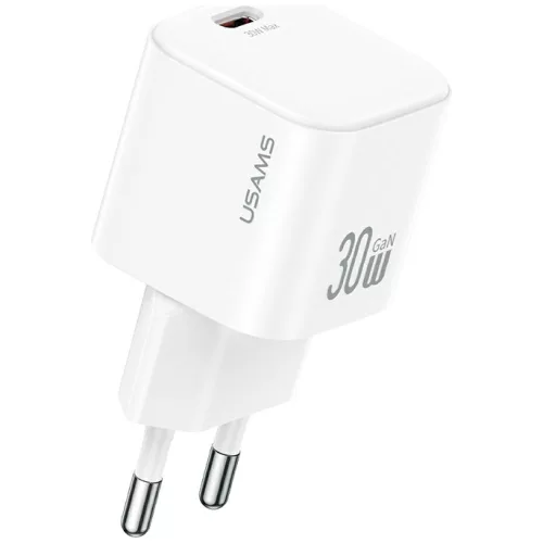 USAMS hálózati töltő JO Series CC262 30W USB-C + 1m USB-C/USB-C, fehér