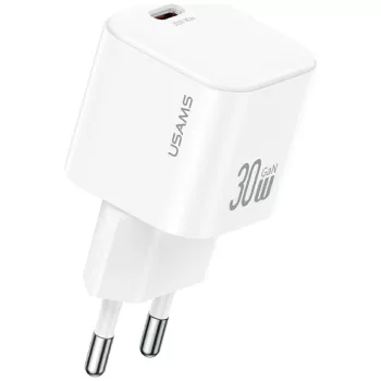   USAMS hálózati töltő JO Series CC262 30W USB-C + 1m USB-C/Lightning kábel, fehér