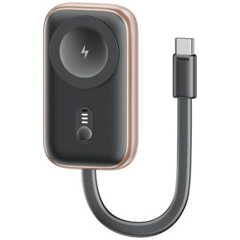   USAMS Induktív töltő Apple Watch CD245 2 1-ben 1200mAh powerbankkal + USB-C kábellel fekete-bronz színű