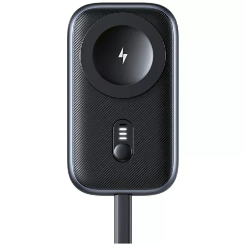 USAMS Induktív töltő Apple Watch CD245 2 1-ben 1200mAh powerbankkal + USB-C kábellel, titánium