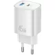 USAMS hálózati töltő CC290 T66 45W GaN 1xUSB-A 1xUSB-C , ezüst