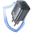 USAMS hálózati töltő CC290 T66 45W GaN 1xUSB-A 1xUSB-C , ezüst