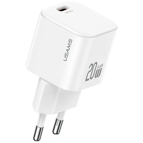 USAMS hálózati töltő JO Series CC260 20W USB-C + 1m USB-C/USB-C kábel, fehér