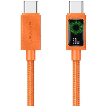   USAMS SJ773 PD 60W, USB-C - USB-C, 1,2m, kábel, narancssárga