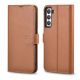 iCarer Haitang bőr oldalra nyíló tok bőr tok Samsung Galaxy S22 Plus oldalra nyíló tok, barna