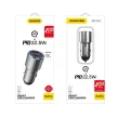 Dudao USB / USB autós töltő Type C Power Delivery Quick Charge 22.5 W, szürke (R4PQ)