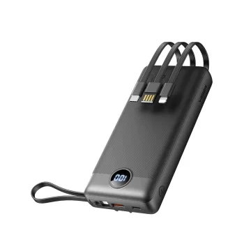   VEGER powerbank 20 000 mAh beépített kábelekkel Micro USB/USB-C/Lightning C20 (W2047), fekete