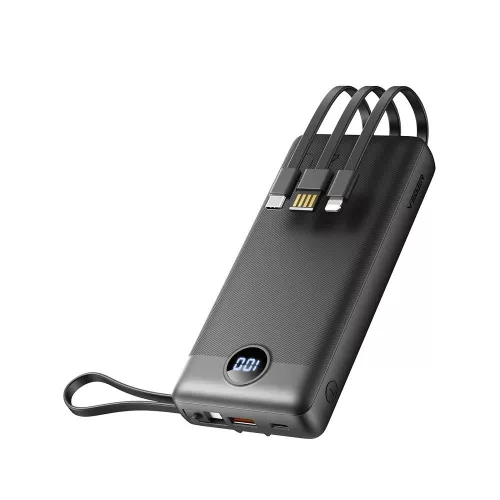 VEGER powerbank 20 000 mAh beépített kábelekkel Micro USB/USB-C/Lightning C20 (W2047), fekete