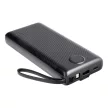 VEGER powerbank 20 000 mAh beépített kábelekkel Micro USB/USB-C/Lightning C20 (W2047), fekete
